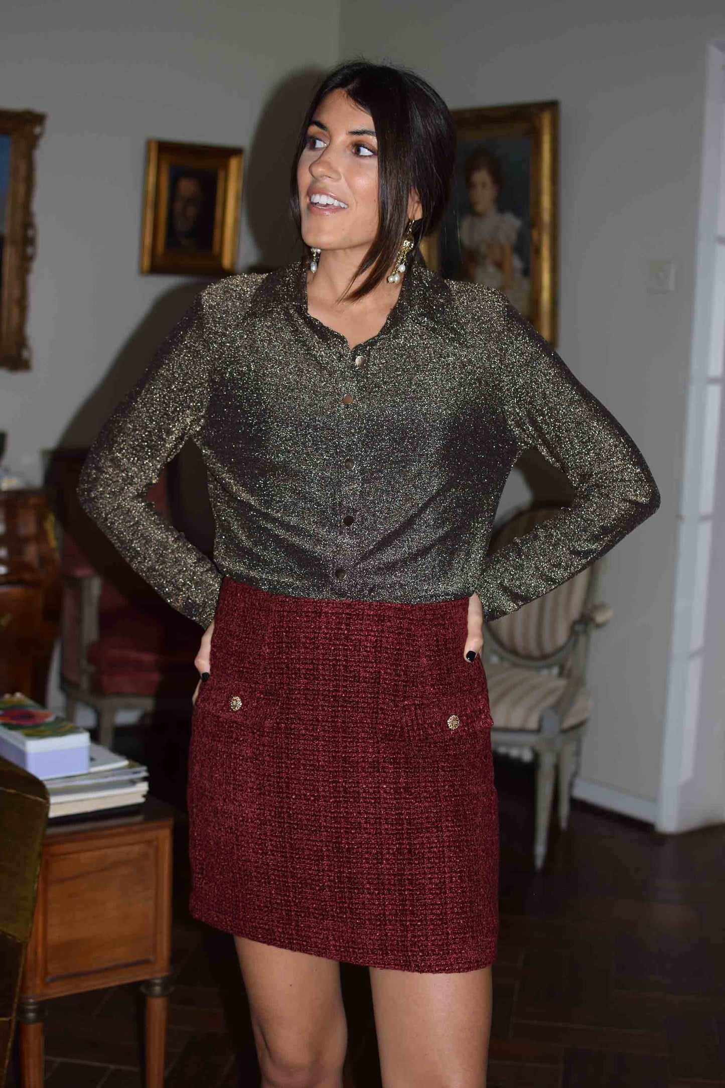 Saia tweed burgundy