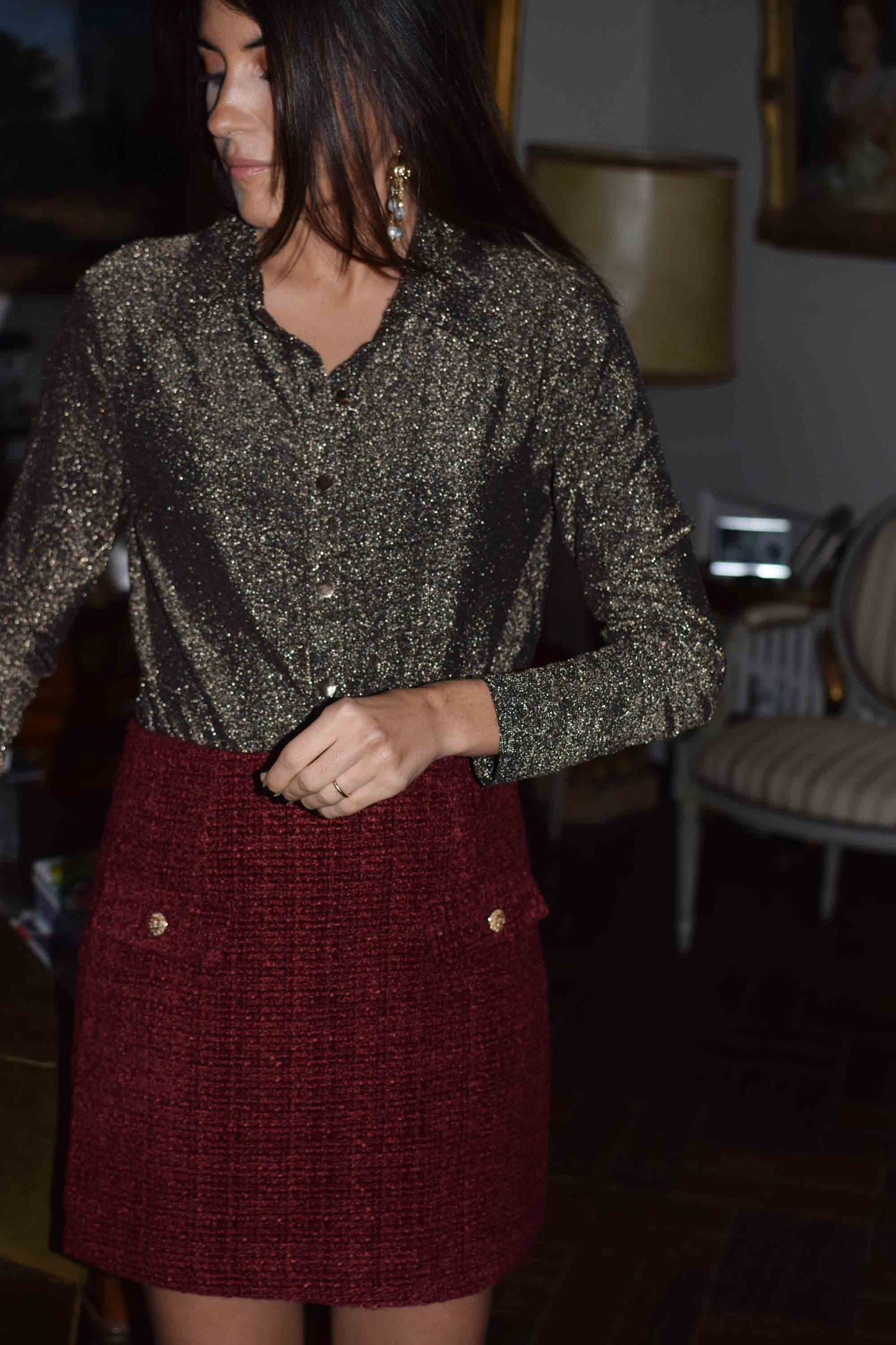 Saia tweed burgundy