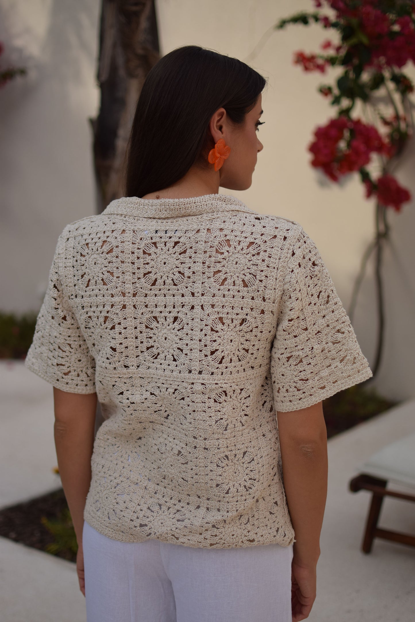 Camisa bege crochet