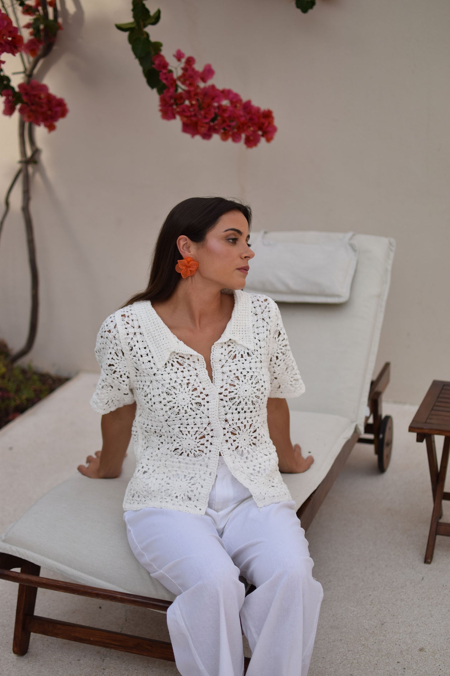 Camisa crochet branca