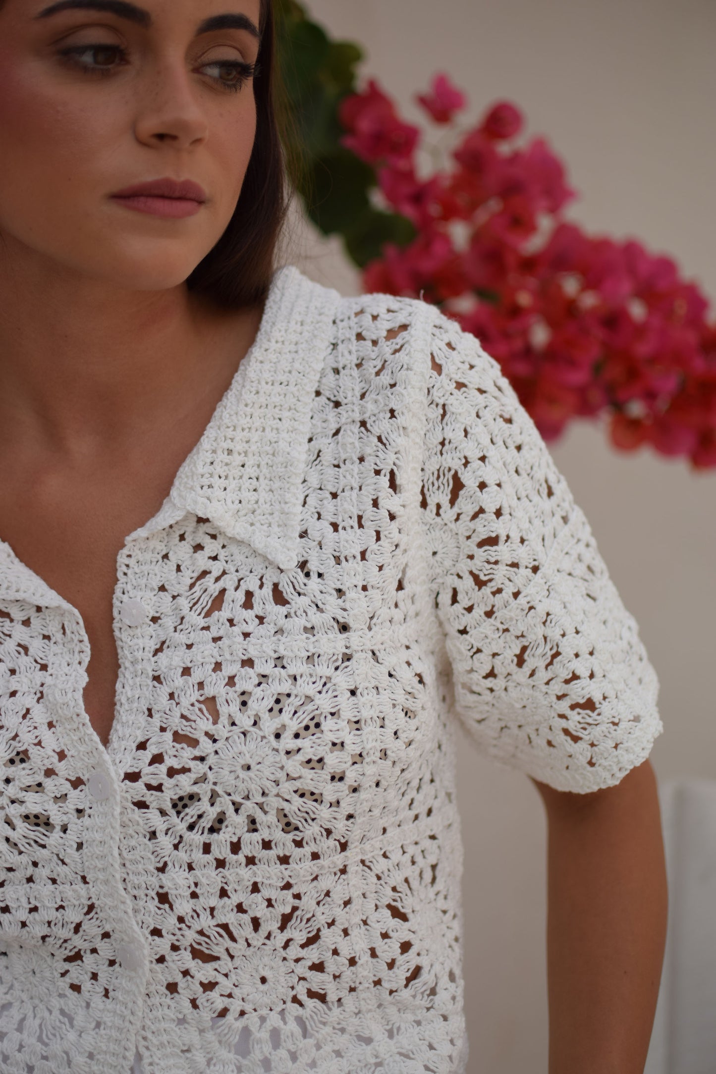 Camisa crochet branca