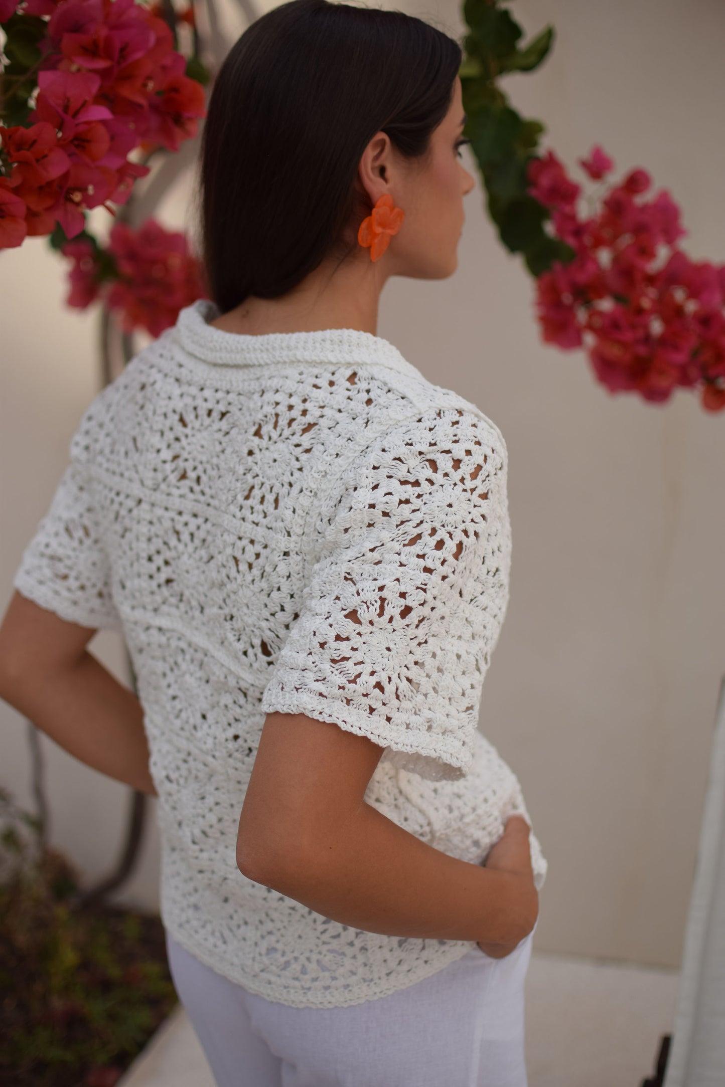 Camisa crochet branca