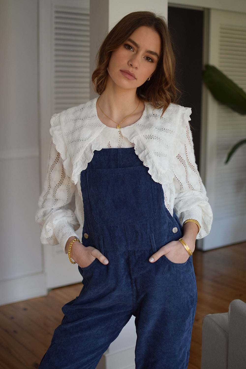 blue dungarees