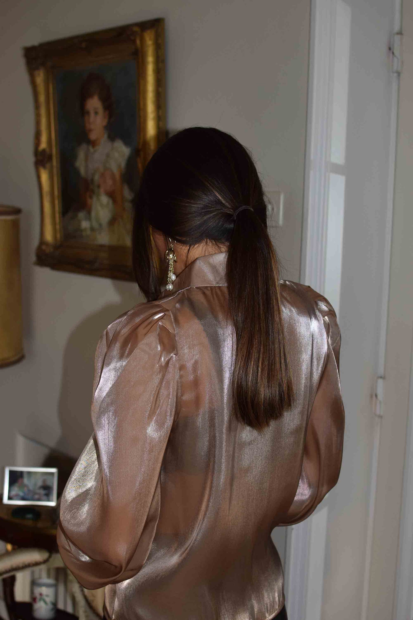 Camisa organza bronze