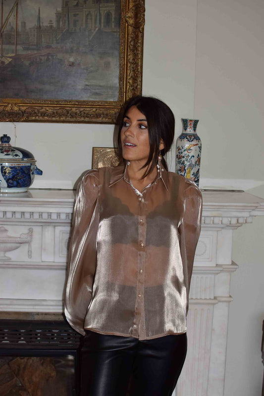 Camisa organza bronze