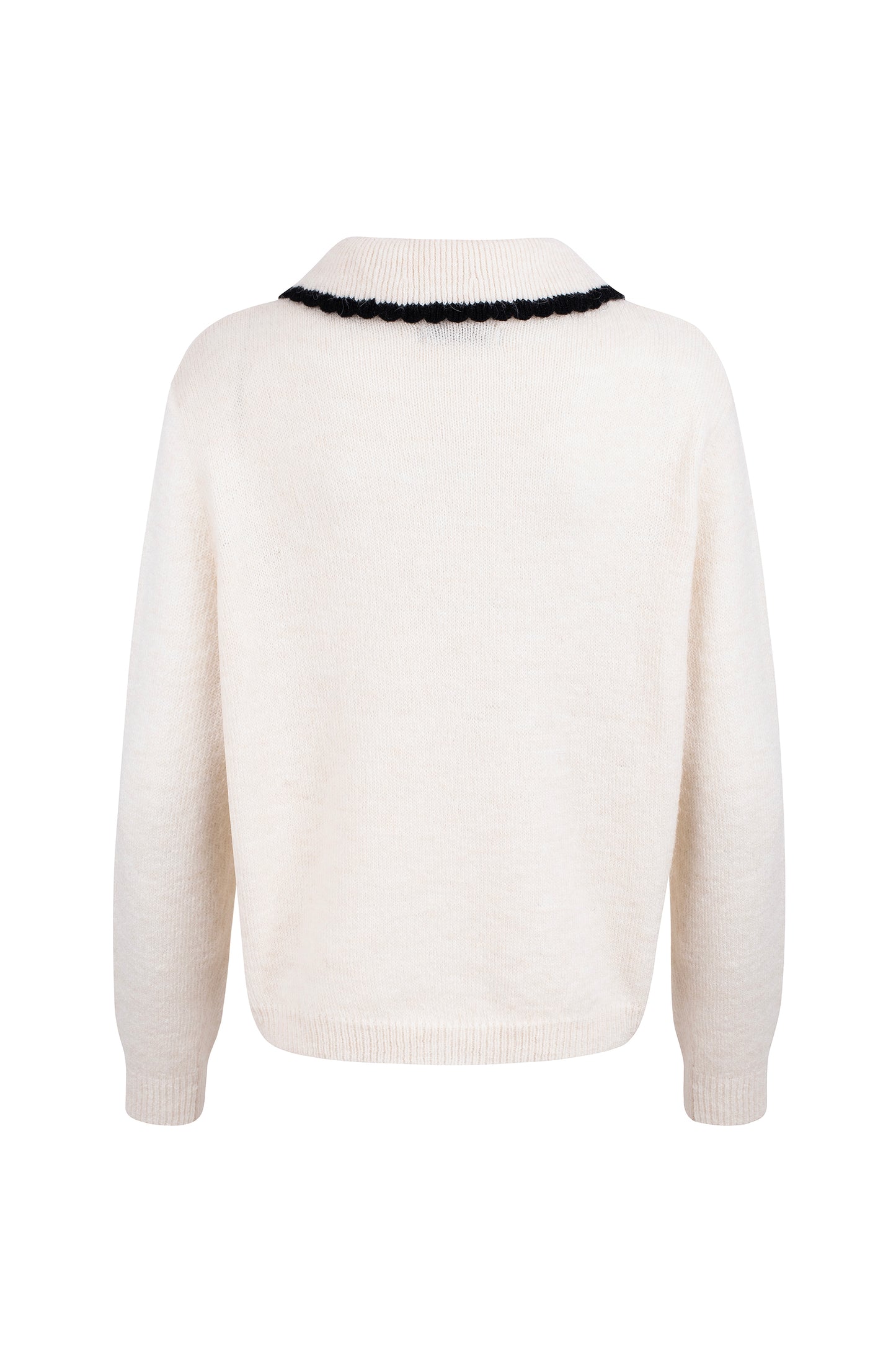 Camisola ecru gola bordada