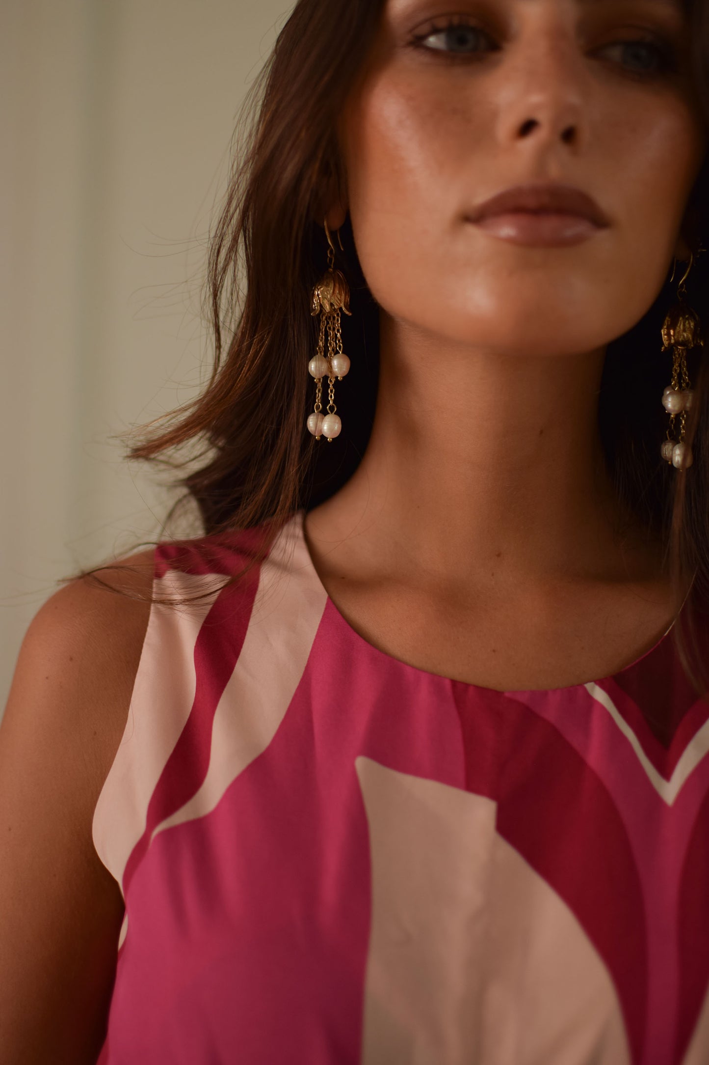 Gold earrings and pearls